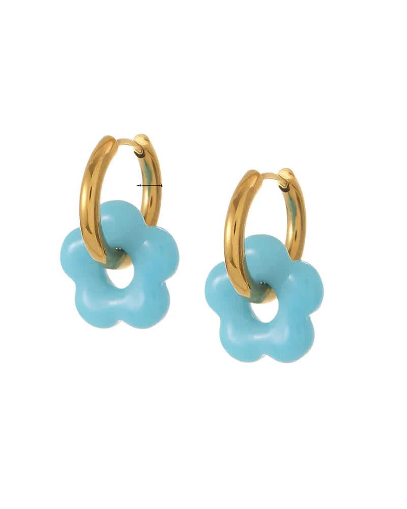 Rosalie Blue Flower Hoop Earrings main image 1