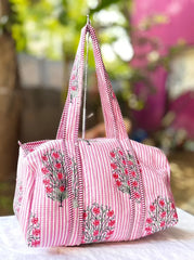 Striped Floral Duffel Bag