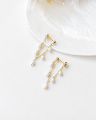 Sally Freshwater Pearl Chain Gold Hoop Earrings