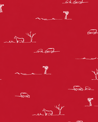 Rural Outback Silk Neck Scarf in Red