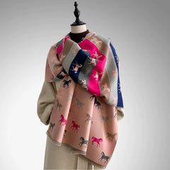 PRESALE ARRIVING MID JUNE Reversible Horse Lover Winter Scarf – Pink