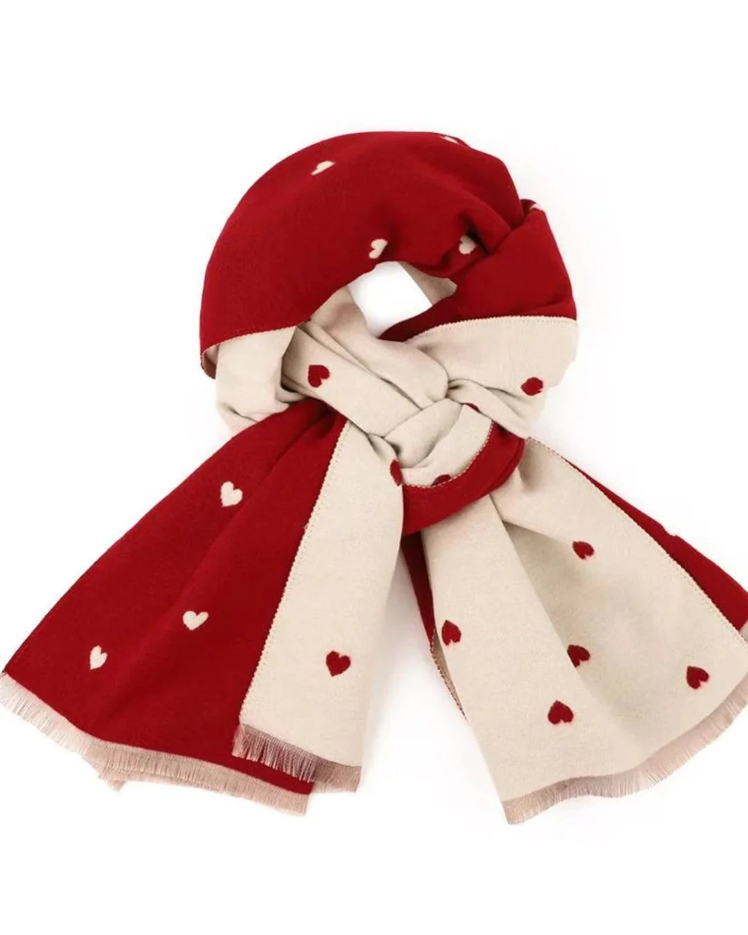 Reversible Holly Heart Winter Scarf – Red Heart Printnter Scarf