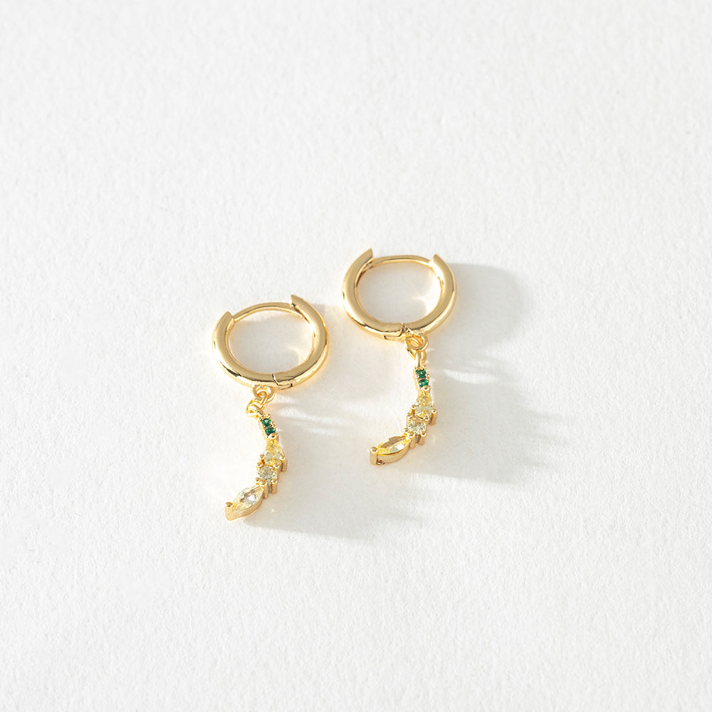 Tutti-Fruiti Gold Hoop with Yellow Crystal Banana Dangle