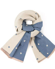 PRE SALE ARRIVING 12 JUNE Reversible Holly Heart Winter Scarf – Blue Heart Print