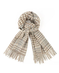 Houndstooth in Beige/Grey Scarf – Classic Check Winter Scarf