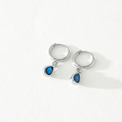 Sapphire Huggie Tear Drop Hoops - Gold & Silver