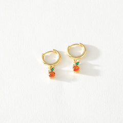 Tutti-Fruiti Gold Hoop with Orange and Green Crystal Orange Dangle