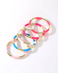 Colourful Enamel Stacking Bracelet Collection in Gold & Silver