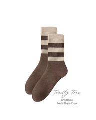 PRESALE ARRIVING 12 JUNE Chocolate Toasty Toes Woollen Multi Stripe Crew Socks