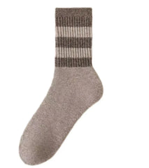 PRESALE ARRIVING 12 JUNE 
Latte Toasty Toes Woollen Multi Stripe Crew Socks