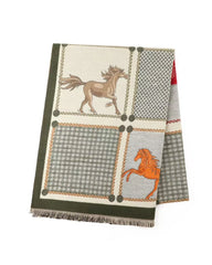 Scarf with horse designs on a white background