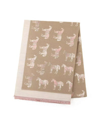 Scarf with horse pattern on a beige background