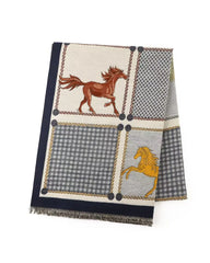 Scarf with horse designs on a white background