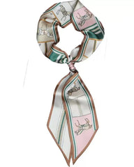 Satin Neck Scarves & Bag Ties - Horsing Around Beige