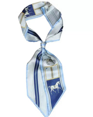 Satin Neck Scarves & Bag Ties - Horsing Around Blue