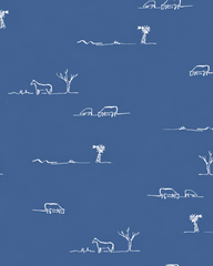 Rural Outback Silk Neck Scarf in Blue