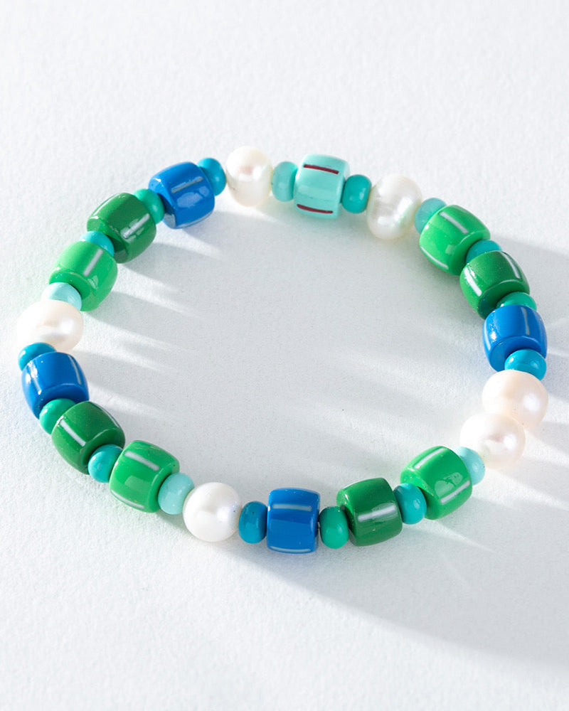 pearl bracelet, stretchy bracelet, stackable bracelet, delicate bracelet, enamel bracelet, colourful bracelet, fun bracelet
