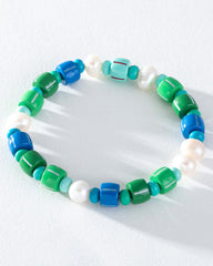 pearl bracelet, stretchy bracelet, stackable bracelet, delicate bracelet, enamel bracelet, colourful bracelet, fun bracelet
