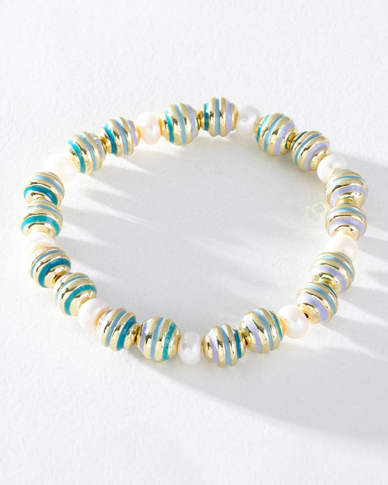 pearl bracelet, stretchy bracelet, stackable bracelet, delicate bracelet, enamel bracelet, colourful bracelet