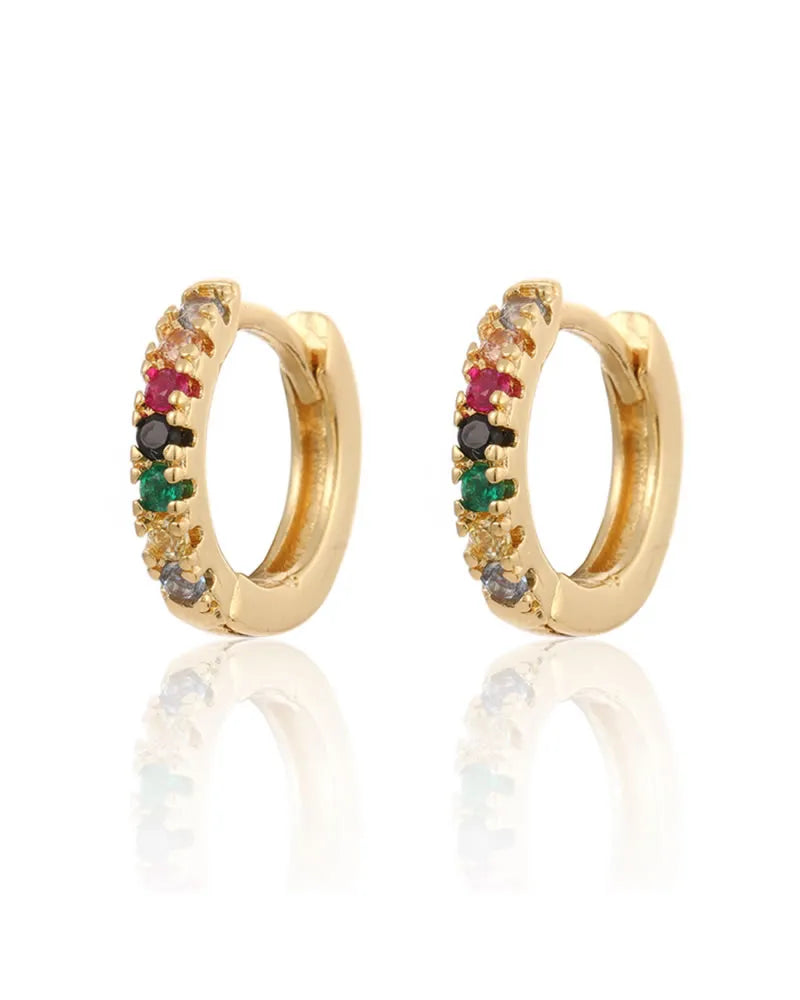 Hermoine Delicate Hoop Earrings with Multi Coloured Crystals