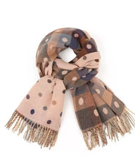 Reversible Polka Dot & Check Winter Scarf – Spotty Dotty Blush Pink
