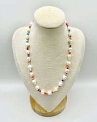 Large Rainbow Freshwater Pearl Necklace with multicolour freshwater pearls