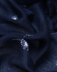 lightweight scarf, navy scarf, scarf with tassels, simple scarf