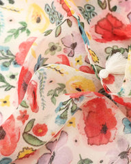 Poppy Red Floral Lightweight Scarf