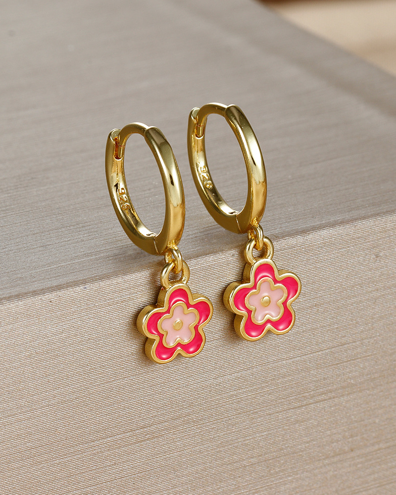Blossom Flower Delicate Hoop Earrings