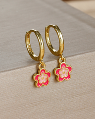 Blossom Flower Delicate Hoop Earrings
