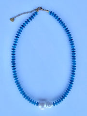 Baroque Pearl Pop Necklace in Blue Tones