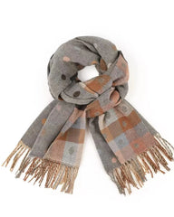 Reversible Polka Dot & Check Winter Scarf – Spotty Dotty Grey