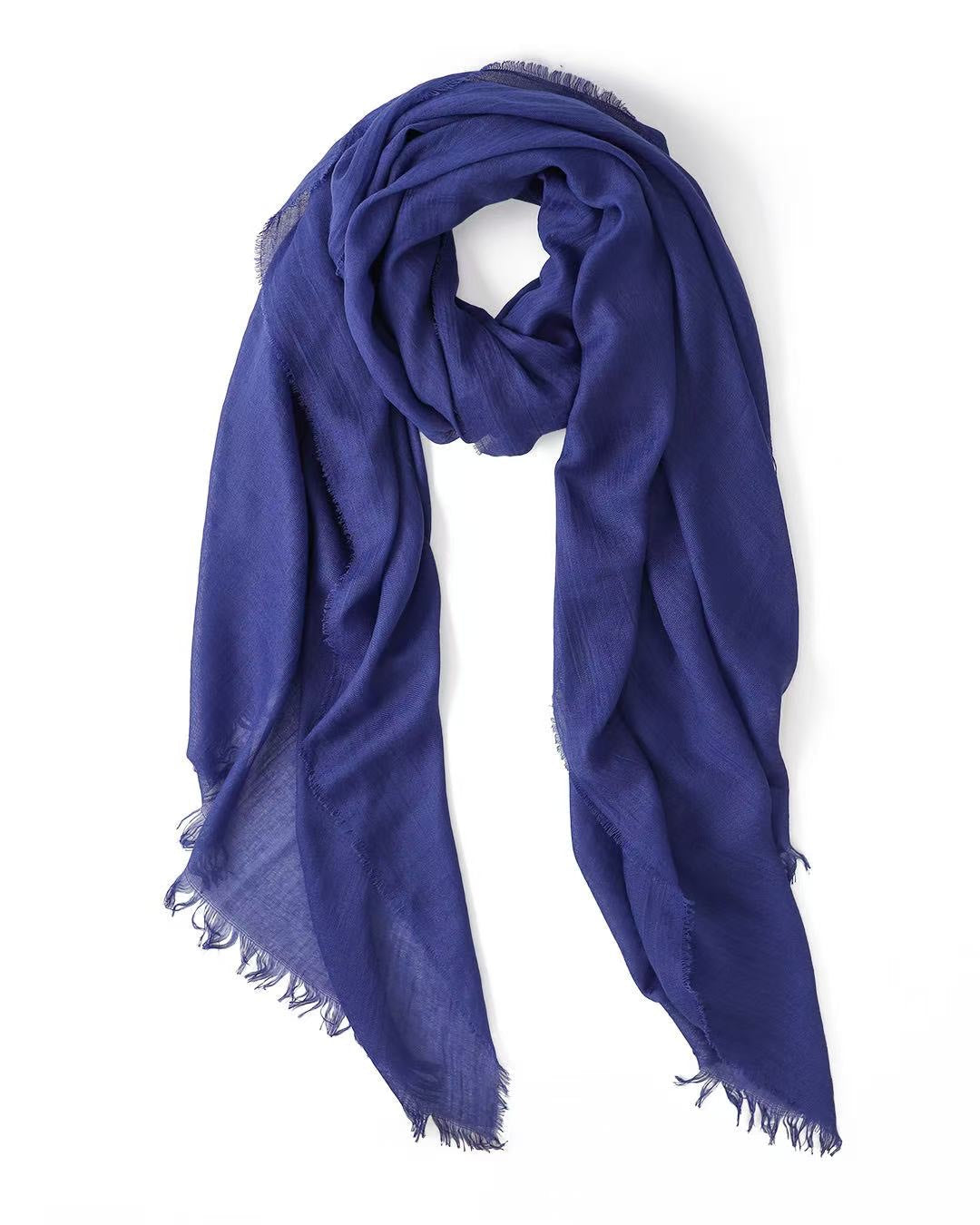 Cobalt blue solid block colour lightweight scarf