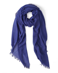 Cobalt blue solid block colour lightweight scarf