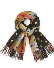Reversible Polka Dot & Check Winter Scarf – Spotty Dotty Olive Green