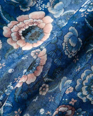 Zinnia Blue & Pink Floral Lightweight Scarf