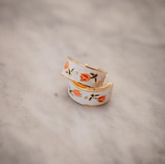 Hayley Enamel Hoop Earring with a Tulip Design