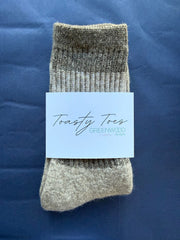 PRESALE ARRIVING 12 JUNE 
Latte Toasty Toes Woollen Multi Stripe Crew Socks