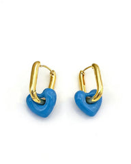 Nina Blue Heart Enamel Hoop Earring