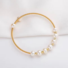 Freshwater Pearl Stainless Steel Gold Cuff Bracelets