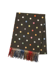 Reversible Polka Dot & Check Winter Scarf – Spotty Dotty Olive Green