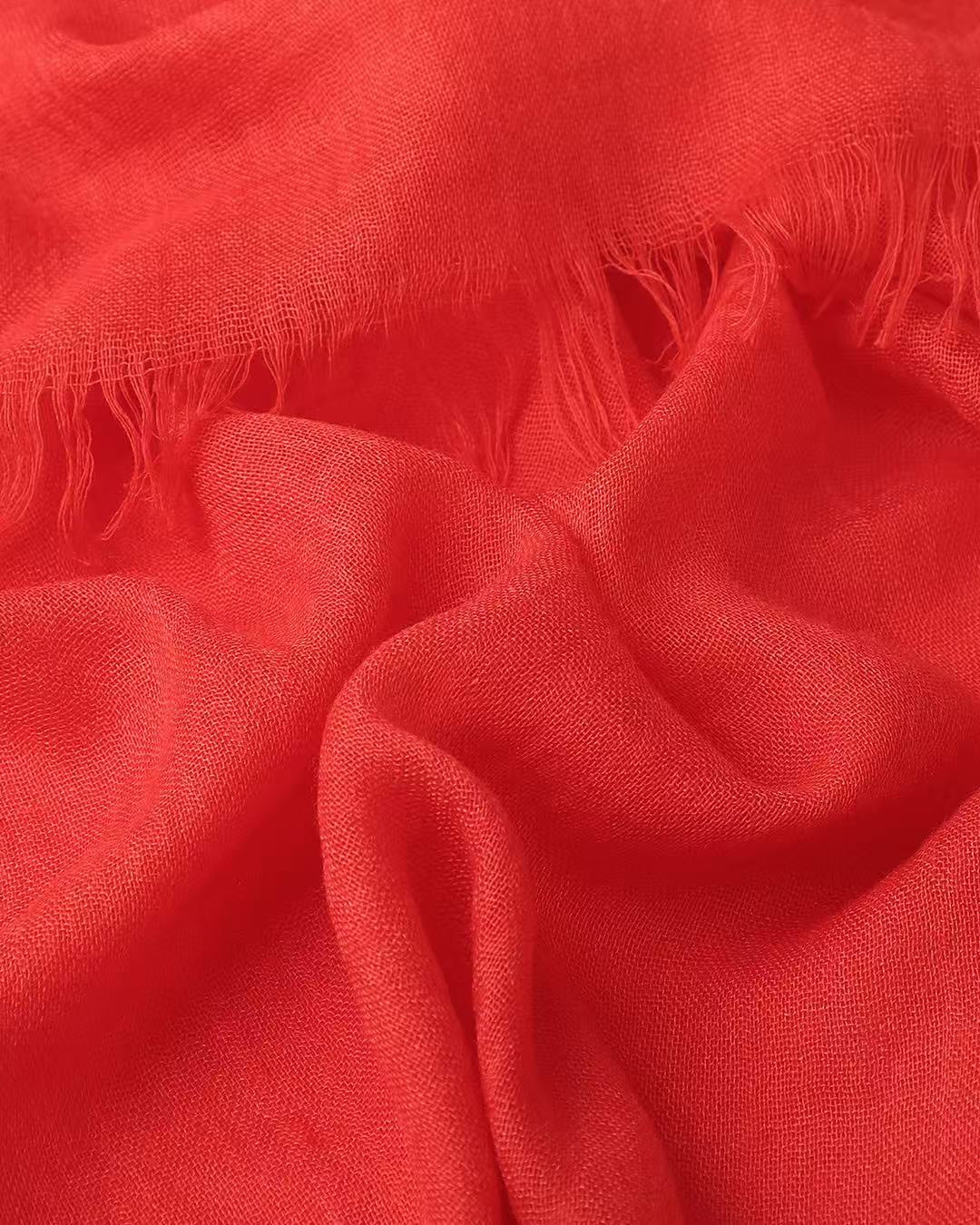 Red solid block colour lightweight scarf