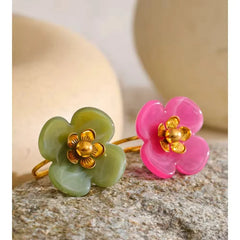 Willa Pink Flower Adjustable Ring