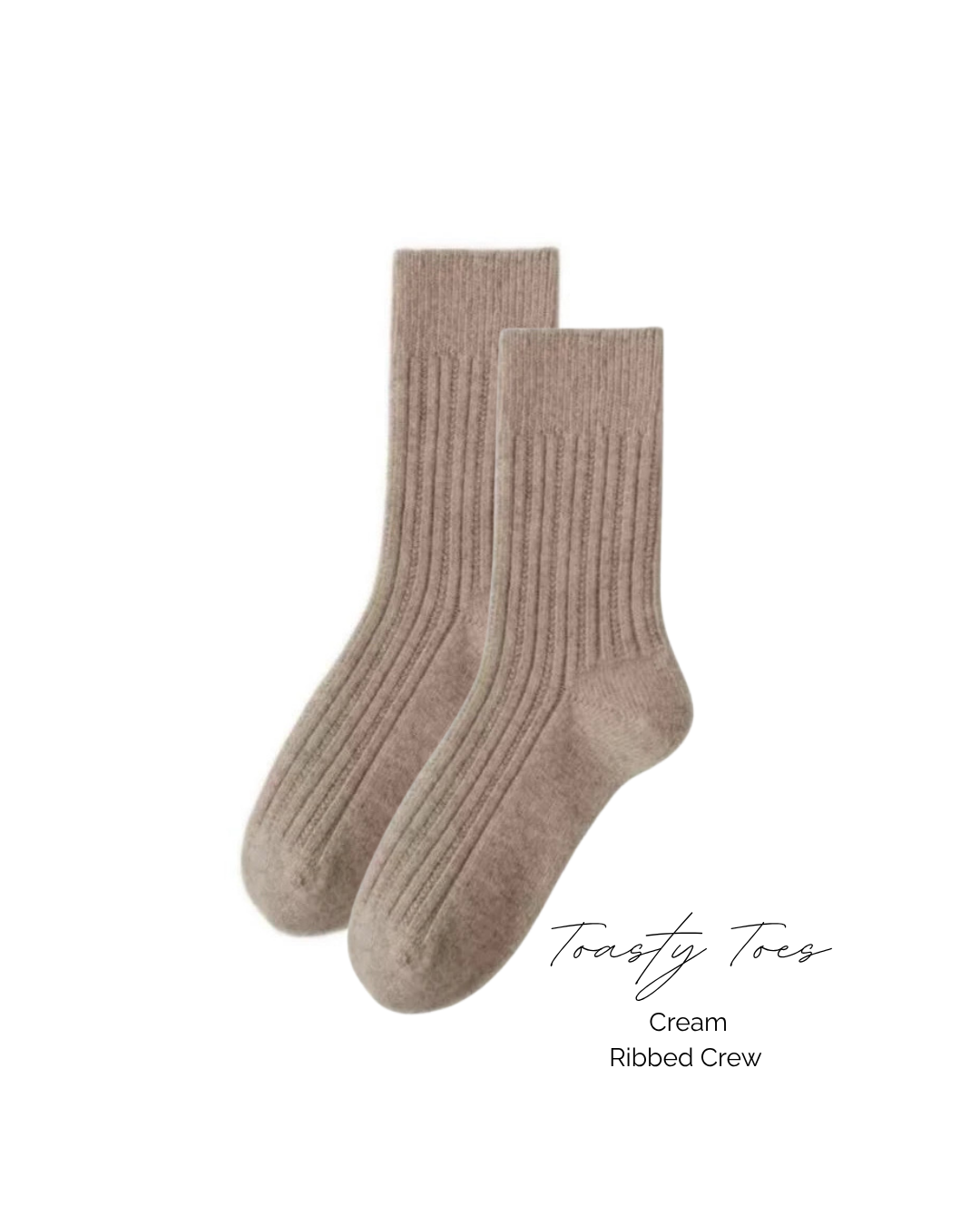 PRESALE ARRIVING 12 JUNE Cream Toasty Toes Woollen Ribbed Crew Sock