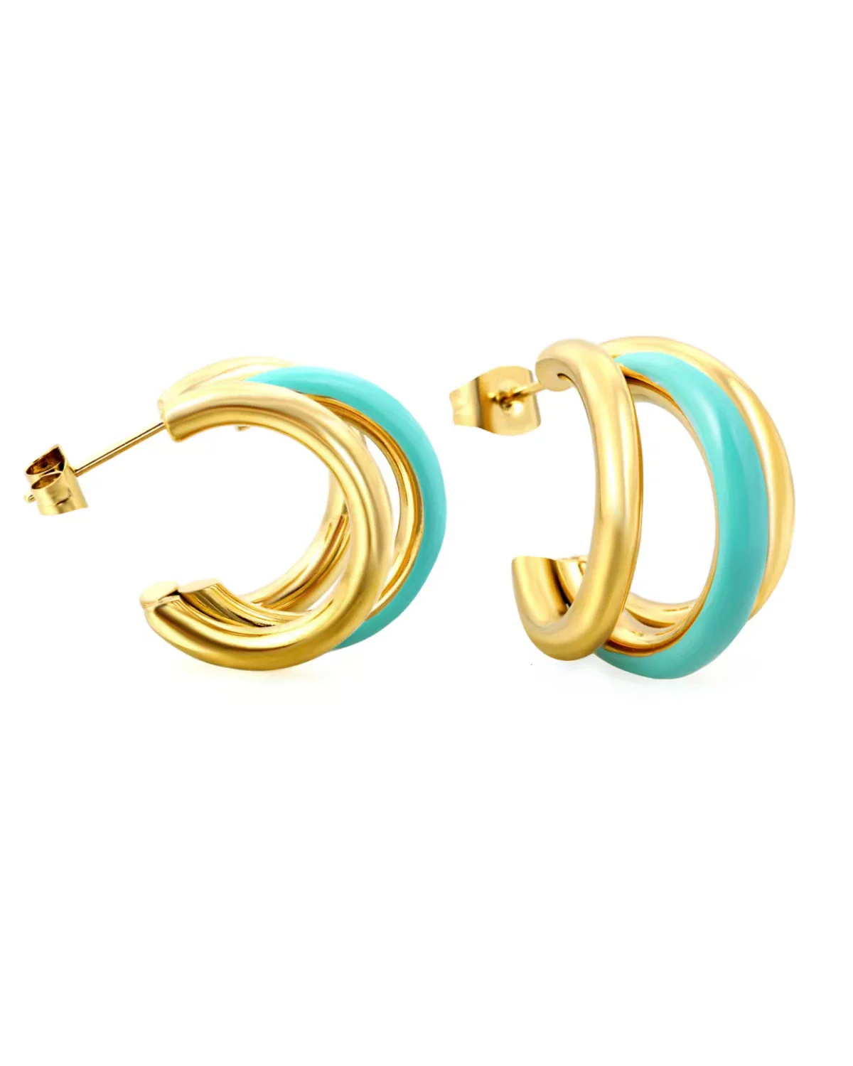 Bonnie Aqua Enamel Hoop Stud Earring