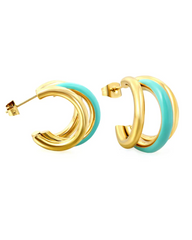 Bonnie Aqua Enamel Hoop Stud Earring