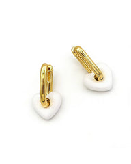 Nina White Heart Enamel Hoop Earring