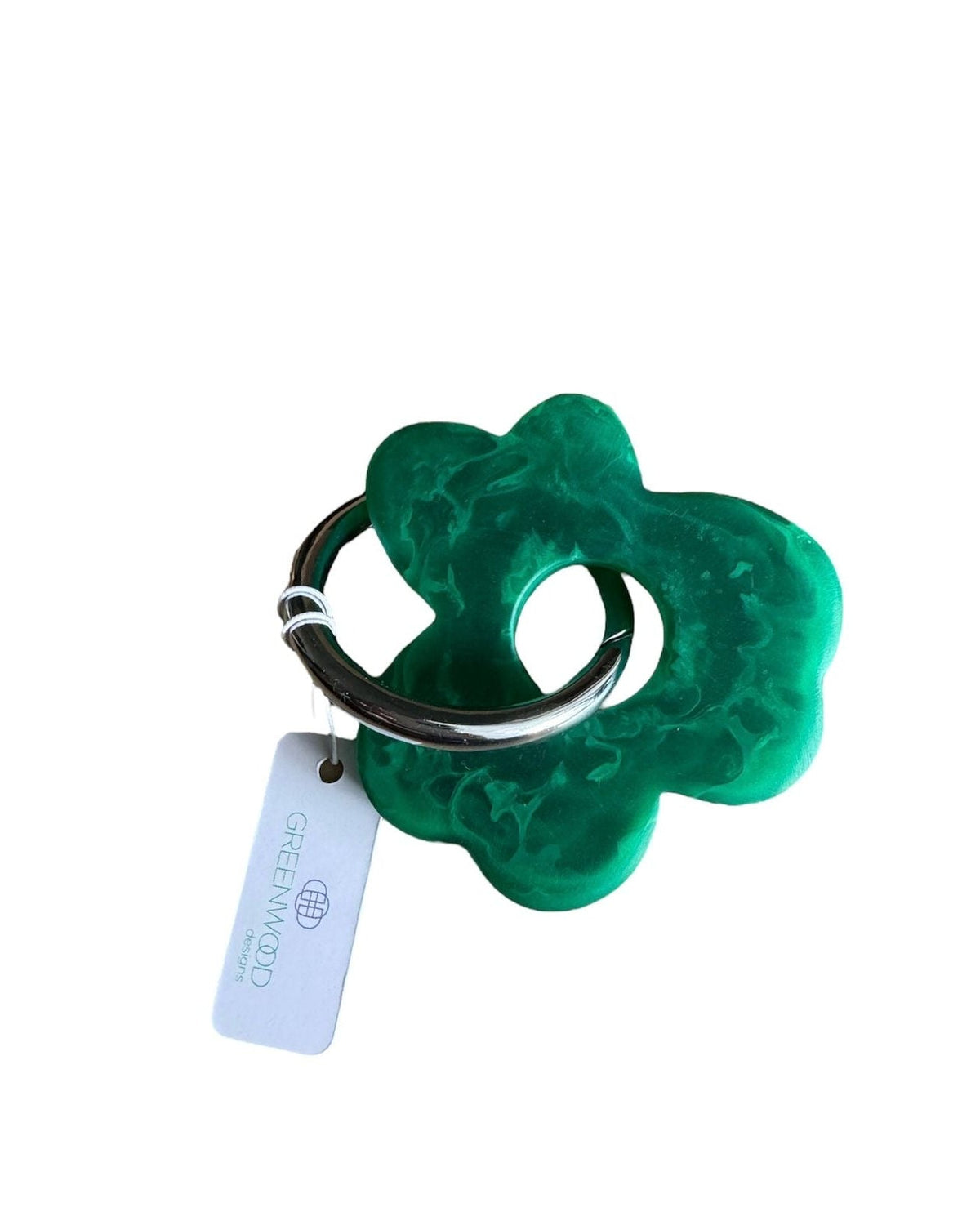 Flower Keyring, Pretty Keyring, Feminine Keyring, Chunky Keyring, Resin Keyring, Green Keyring
