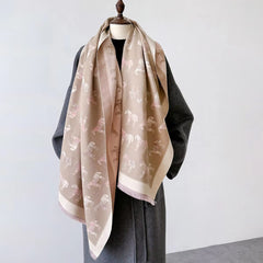 Reversible Equestrian Horse Winter Scarf – Beige/Pink