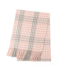 Houndstooth in Pink/Grey Scarf – Classic Check Winter Scarf